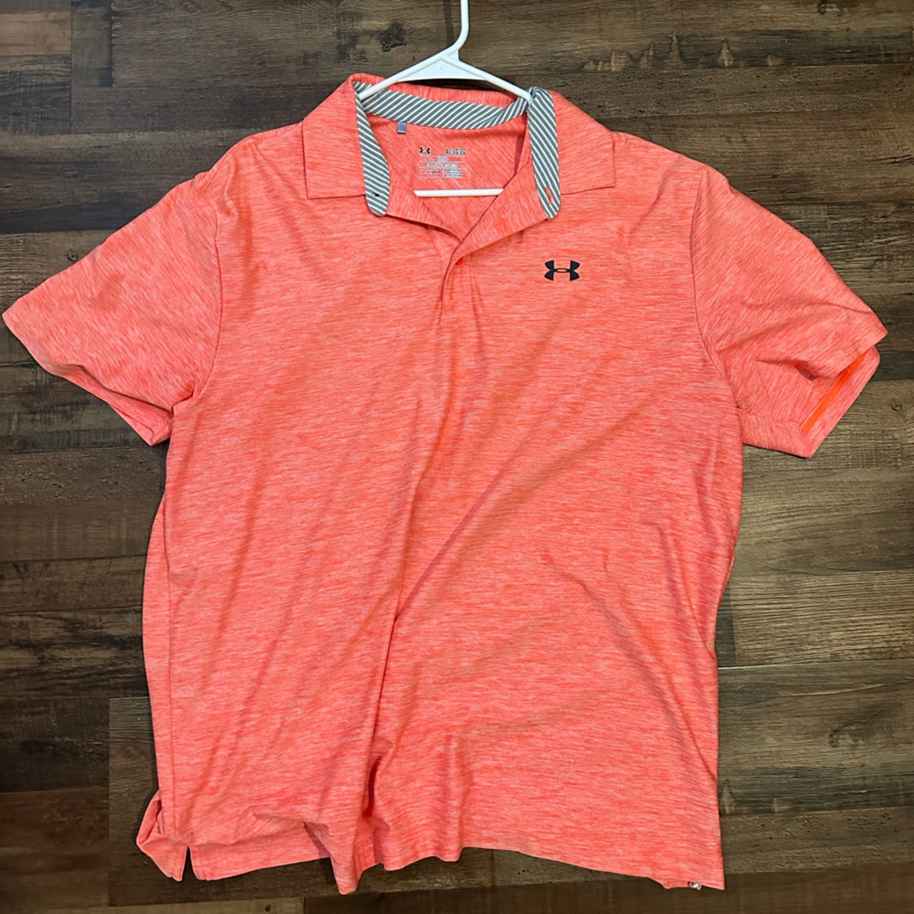 Orange Under Armour Golf Polo